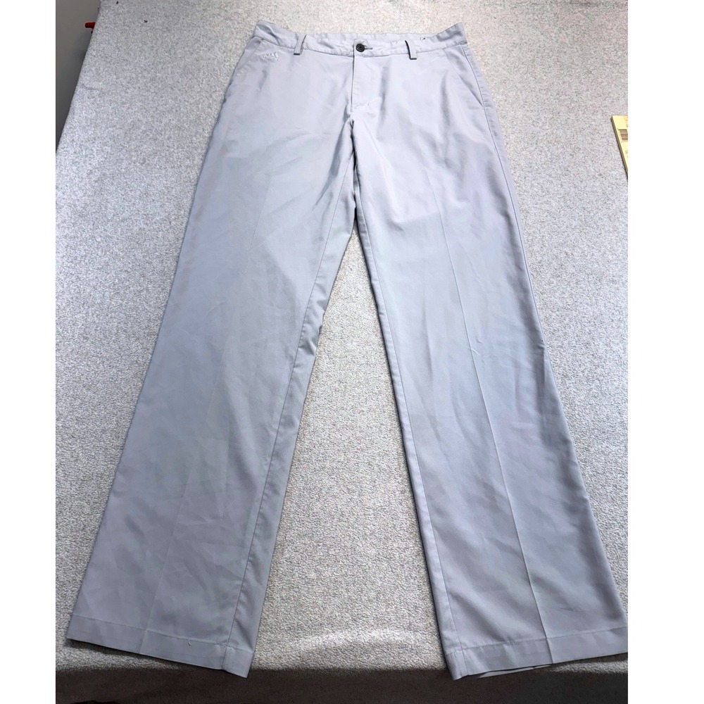 Adidas ClimaLite Mens Golf Pants 32x34 Light Gray Flat Front Performance Outdoor